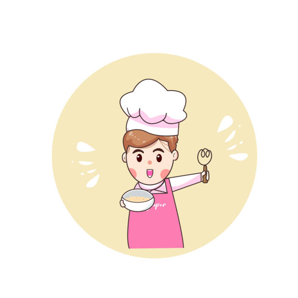 Cute Bakery Chef Girl Smiling In Uniform Mascots Cartoon Art Illustration  Stock Illustration - Download Image Now - iStock