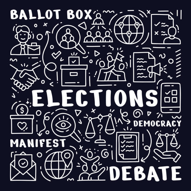 ilustrações de stock, clip art, desenhos animados e ícones de elections hand drawn doodle concept - voting doodle republican party democratic party