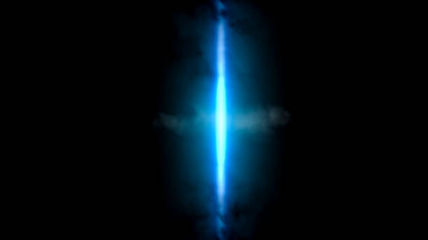 Abstract blue neon lines in smoke on the black background. Abstract glowing background blue bright flashing neon in smoke, mystic steam, design template, smoky pattern. fog transparent stock pictures, royalty-free photos & images