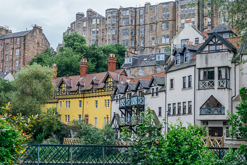 Edinburgh houses and streets, away from the tourist center - Greyfriars Kirkyard, the graveyard surrounding Greyfriars Kirk