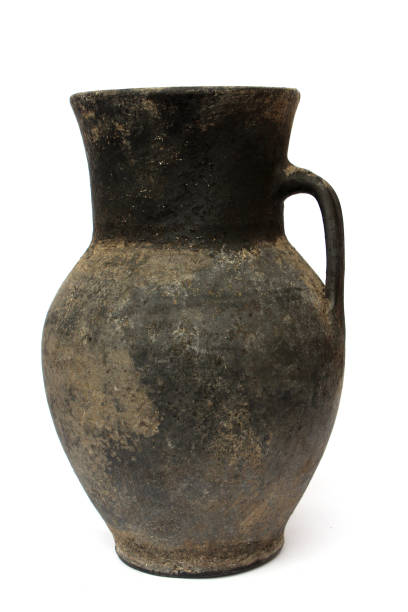 Clay handmade jug black color stock photo