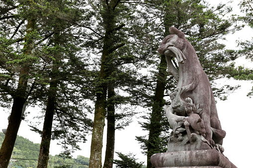 Saga, Japan - July 20, 2022: Yutoku Inari Shrine was built in 17th century, this well-known temple has scenic views and a popular new year festival.