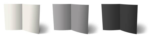 istock Three brochure blank template white, grey and black for presentation layouts and design. 1412187458