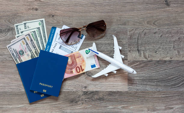 istock Passport with airplane. Travel concept 1412189235