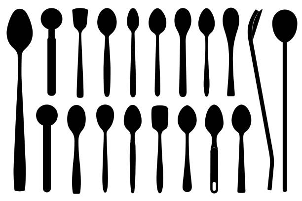 다른 티스푼 세트 - serving utensil stock illustrations