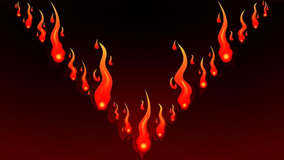 red fireball illustration. with a red background.