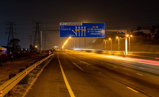 Long Exposure photo of the Toll Gate on the N12 Highway East of Johannesburg, South Africa