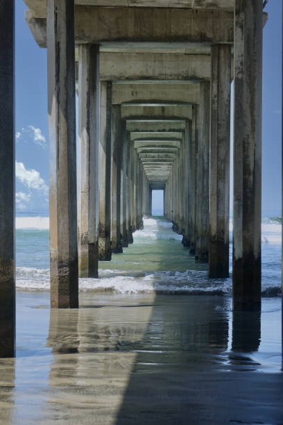 istock Breaking waves under the pier on a sunny day 1412191879