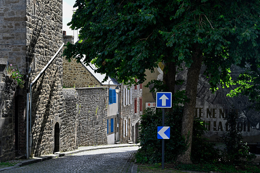 Saint-Brieuc, France, June 29, 2022 - Historic alley downtown Saint-Brieuc, Brittany