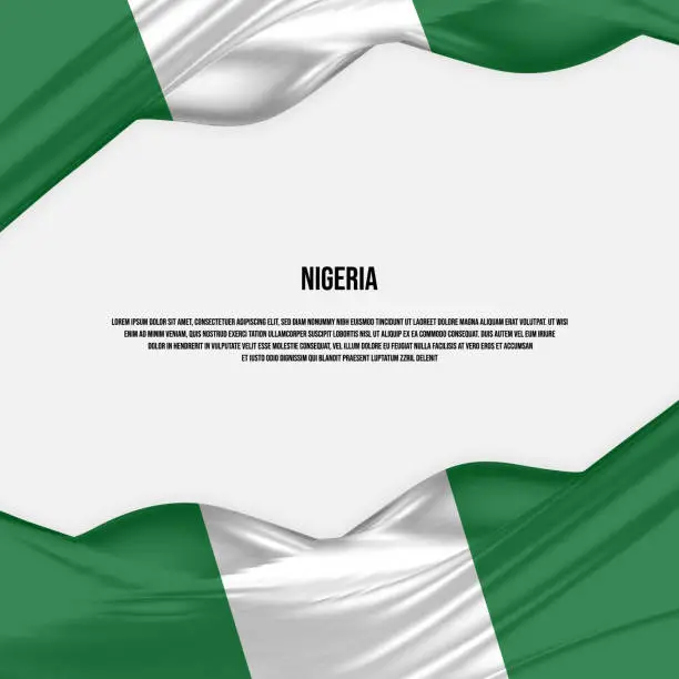 Vector illustration of Nigeria flag design. Waving Nigerian flag made of satin or silk fabric. Vector Illustration.