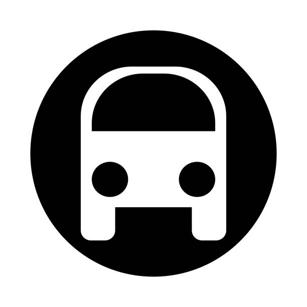 ilustraciones, imágenes clip art, dibujos animados e iconos de stock de autobús, señal del icono de la parada de autobús, blanco sobre negro, aislado sobre fondo blanco - shuttle bus vector isolated on white bus