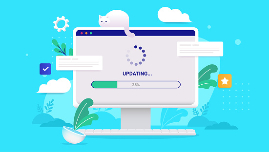 Computer Update Stock Illustration - Download Image Now - Bright ...