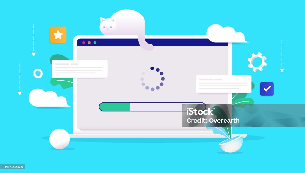 Computer Loading Software And System Update Stock Illustration ...