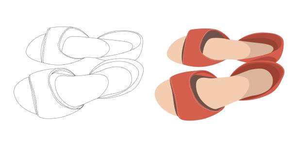 ilustrações, clipart, desenhos animados e ícones de sandálias. sapatos de verão femininos. - chunky heels