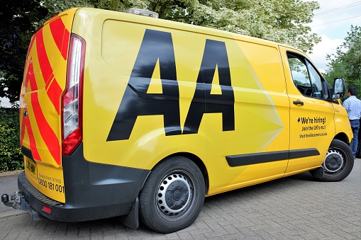 Chorleywood, Hertfordshire, England, UK - August 1st 2022: The AA (formerly The Automobile Association) Ford Transit van
