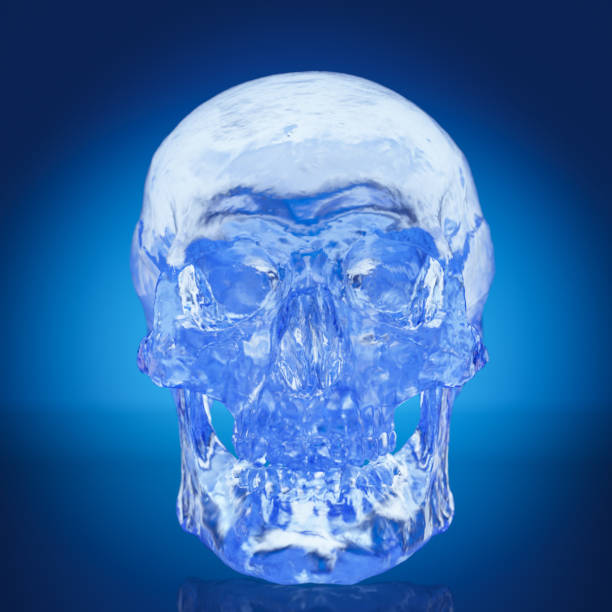 istock Human Skull Made of Blue Glass 1412210150