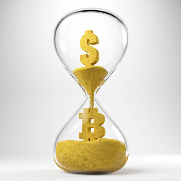 istock Dollar Turning into Bitcoin Concept with Hourglass 1412212187