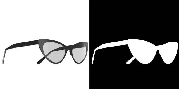 3D rendering illustration of cat-eye eyeglasses