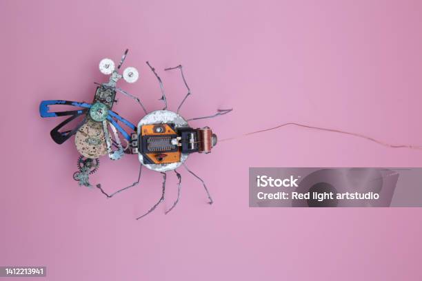 A Robot Spider Attacks A Robot Fly Stock Photo - Download Image Now - Animal, Brazil, Color Image