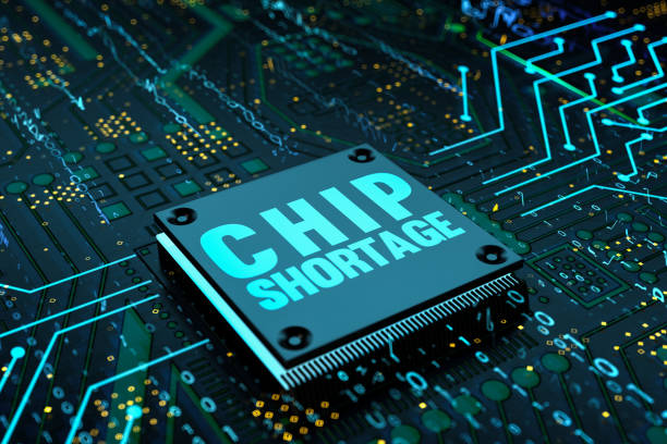 Chip Shortage Concept with a CPU and Circuit Board Chip Shortage Concept with a CPU and Circuit Board. 3D Render money shortage stock pictures, royalty-free photos & images