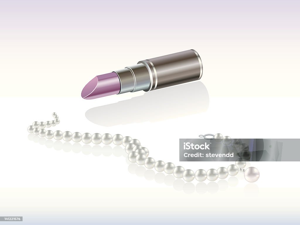 Lippenstift und Perlen-Halskette - Lizenzfrei Beige Vektorgrafik