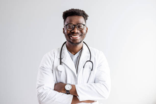 istock Portrait of confident black doctor. 1412215823