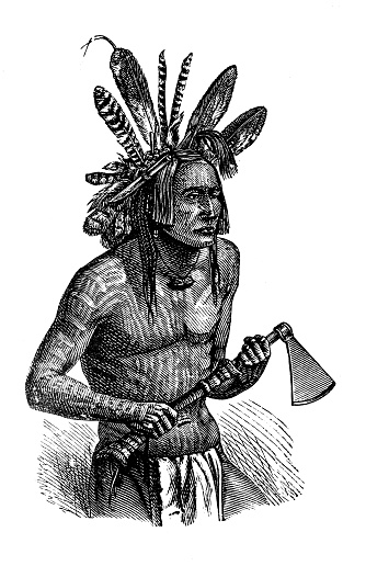 Antique illustration, ethnography and indigenous cultures: Mandan native chief