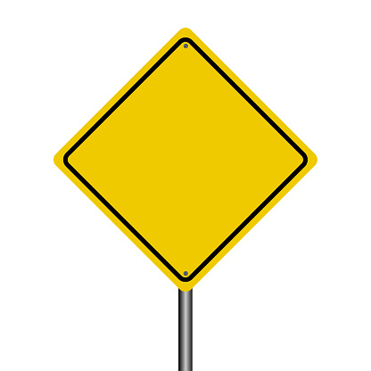empty yellow traffic sign with white background