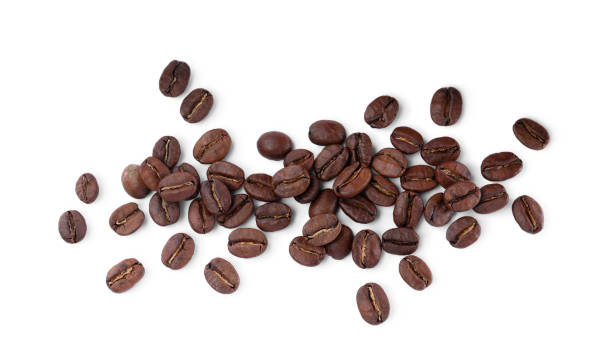 istock Roasted coffee beans on white background, top view 1412220233