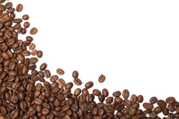 istock Many roasted coffee beans on white background, top view 1412220822