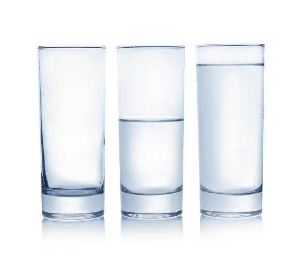 istock Empty, half and full glasses of water on white background 1412220952