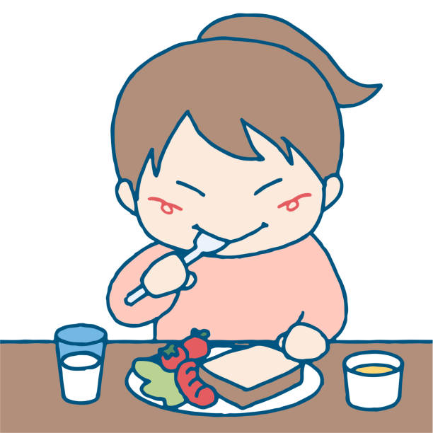 朝食を食べている女の子のクリップ アート - dining table table cartoon dining点のイラスト素材／クリップアート素材／マンガ素材／アイコン素材