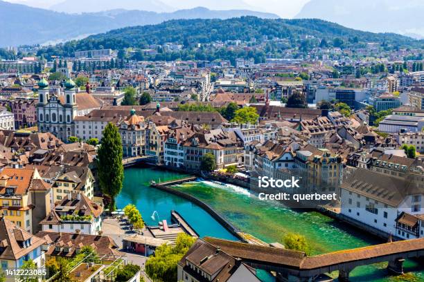 Lucerne In Switzerland Stock Photo - Download Image Now - Lake Lucerne, Beauty, Bridge - Built Structure