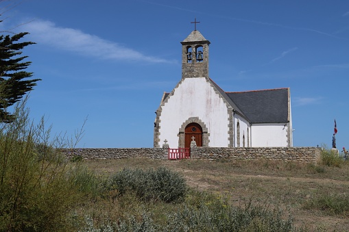The church of the island of Hoëdic in Brittany in Morbihan