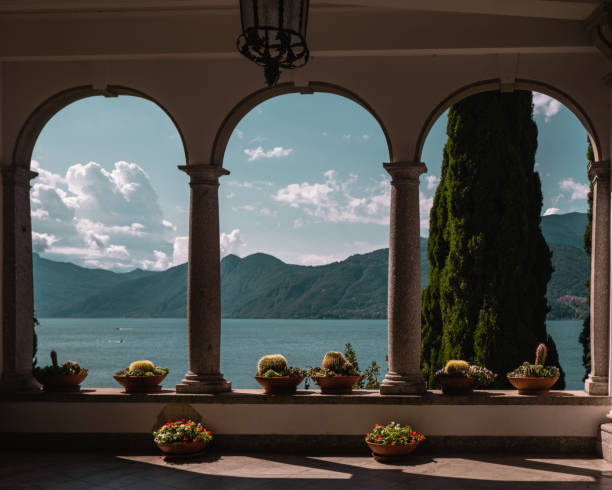 Villa on the Como lake View from the Villa Monastero in the lake of Como lake como stock pictures, royalty-free photos & images