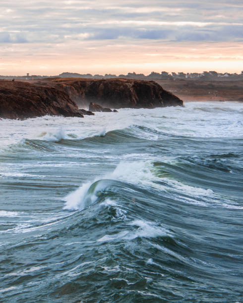 Big waves on the seaside during Winter in Quiberon, Britanny