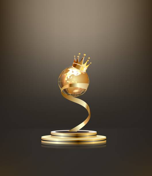 istock Winner award champion realistic golden trophy and crown template 1412226869