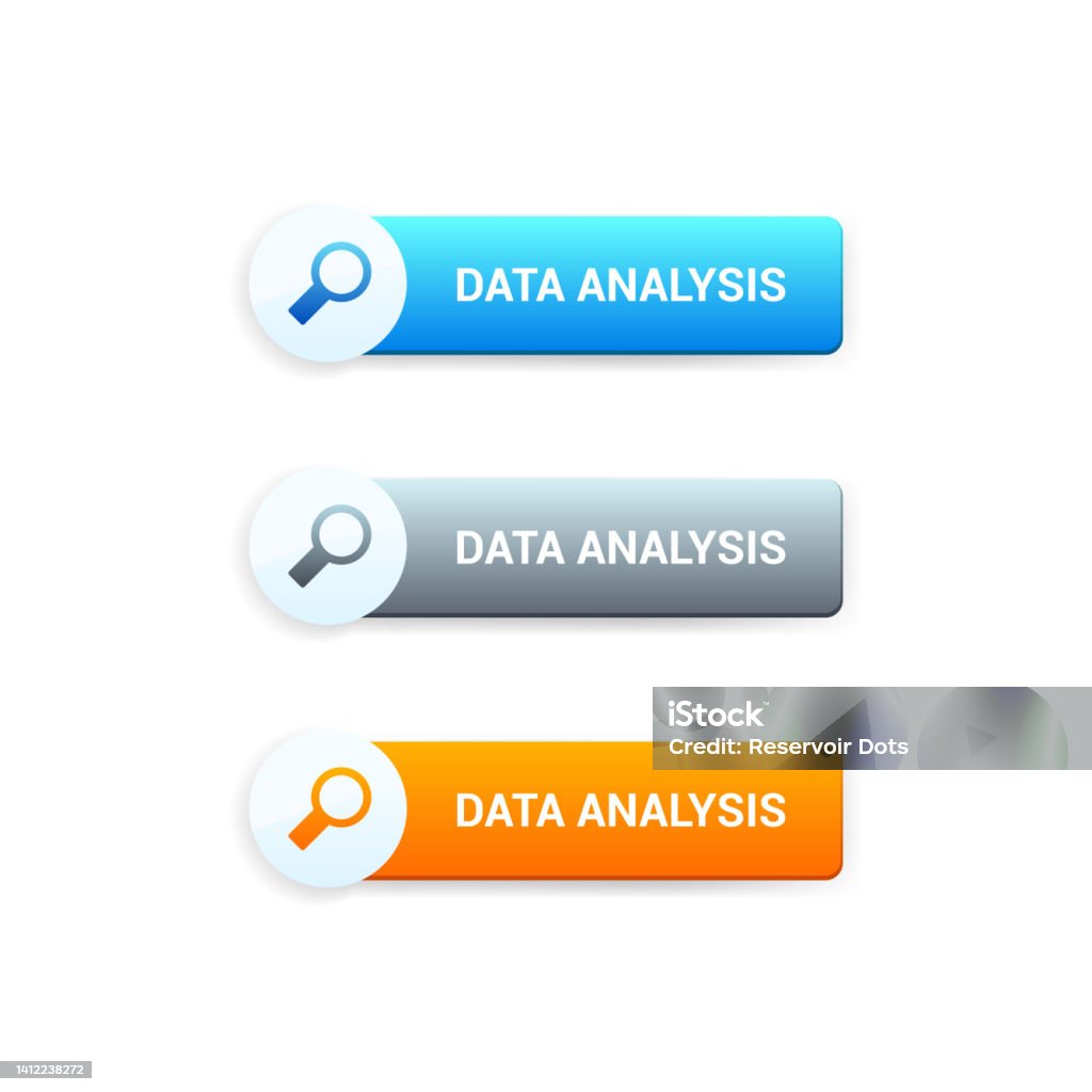 Analysis Button Rectangular Data Analysis Buttons Stock Illustration - Download Image Now ...