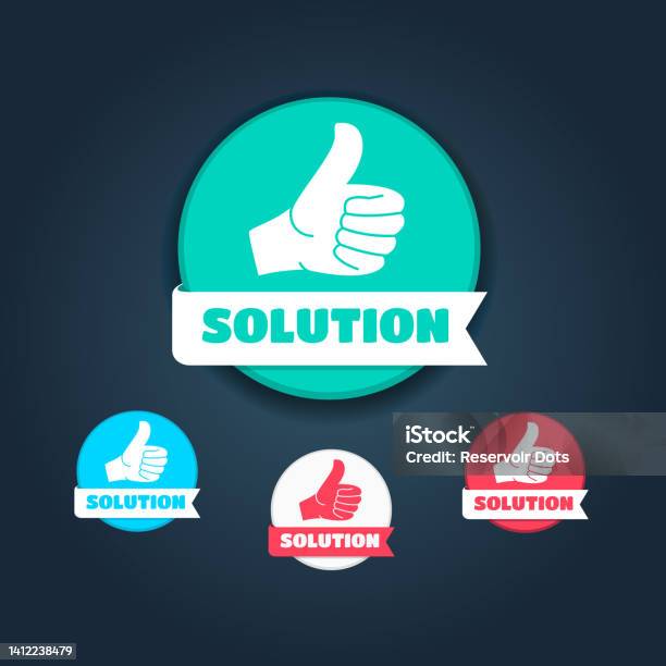 Solution Labels Set Stock Illustration - Download Image Now - Blue ...