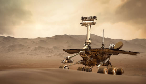 missão mars rover. curiosidade. perseverança. planeta vermelho e rover na superfície. exploração do sistema solar. mídia mista - exploração espacial - fotografias e filmes do acervo