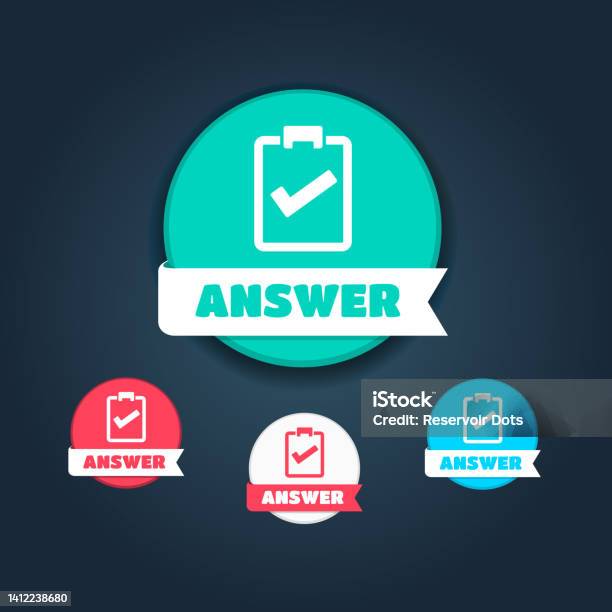 Answer Sign Sticker Answer Labels Set Stock Illustration - Download Image Now - Answering ...
