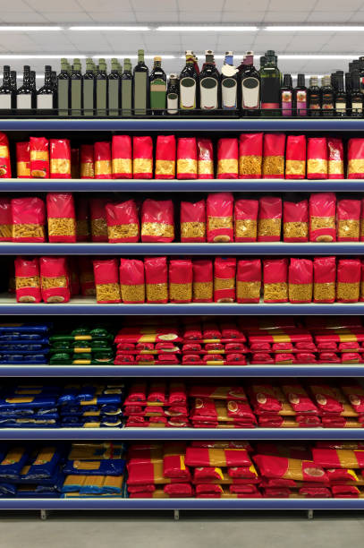 istock PASTA ON SHELF CLOSEUP at Local Market store 1412238804