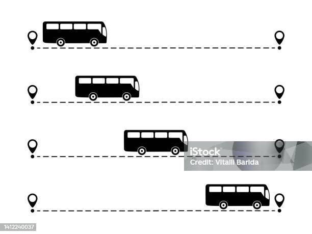 Line For Bus Bus With Line Start And Finish Point Set Stock Illustration - Download ...