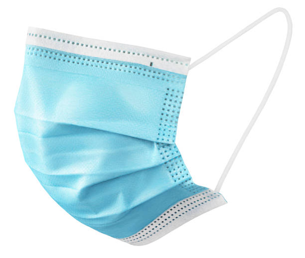 istock Blue medical protective mask isolated on white 1412240980