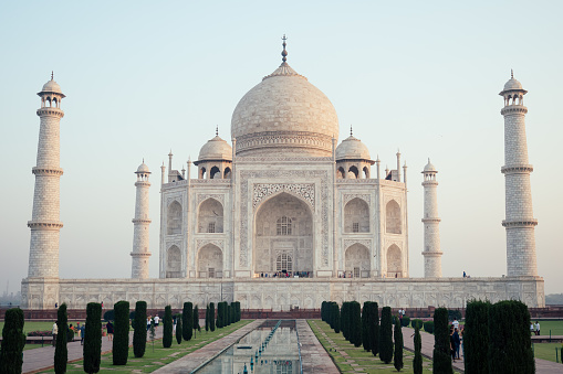 beautiful view of the Taj Mahal in Agra, India . concept of culture, tourism and religion