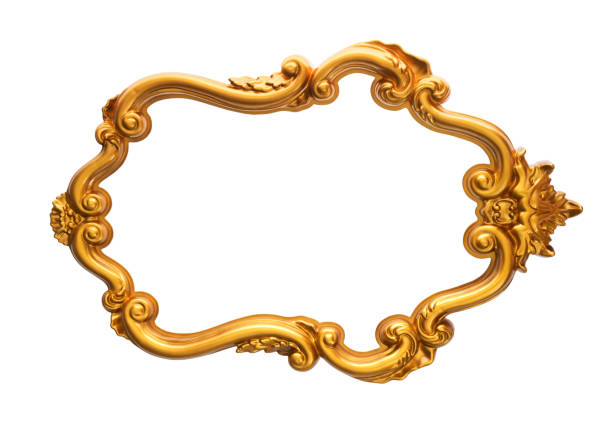 istock Golden picture frame on white background 1412244319