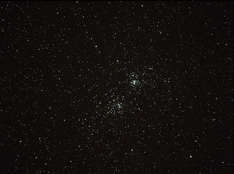 The Double Cluster (also known as Caldwell 14) consists of the open clusters NGC 869 and NGC 884, which are close together in the constellation Perseus. Astronomical photography with apochromatic refractor 80mm