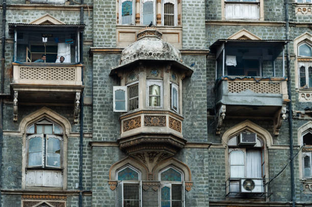 Colonial style building with wooden balcony, Bhopal, Madhya Pradesh, India. Bhopal, a city in the central Indian state of Madhya Pradesh is one of India’s greenest cities with two main lakes, the Upper and Lower Lakes.\nMany properties reflect old Islamic or colonial influence to this day