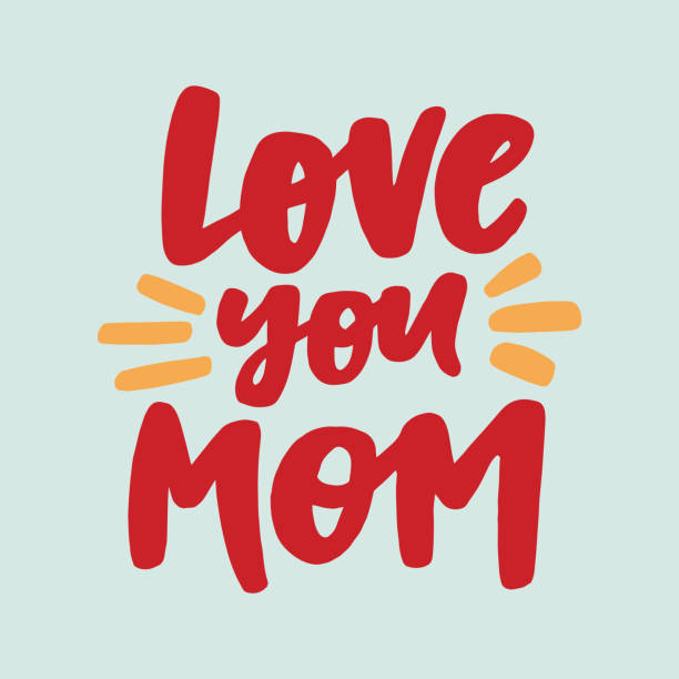 istock Love you mom - handwritten quote. Modern calligraphy illustration. 1412252642