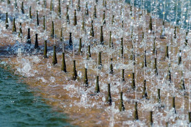 Detail of splashing water in a large fountain